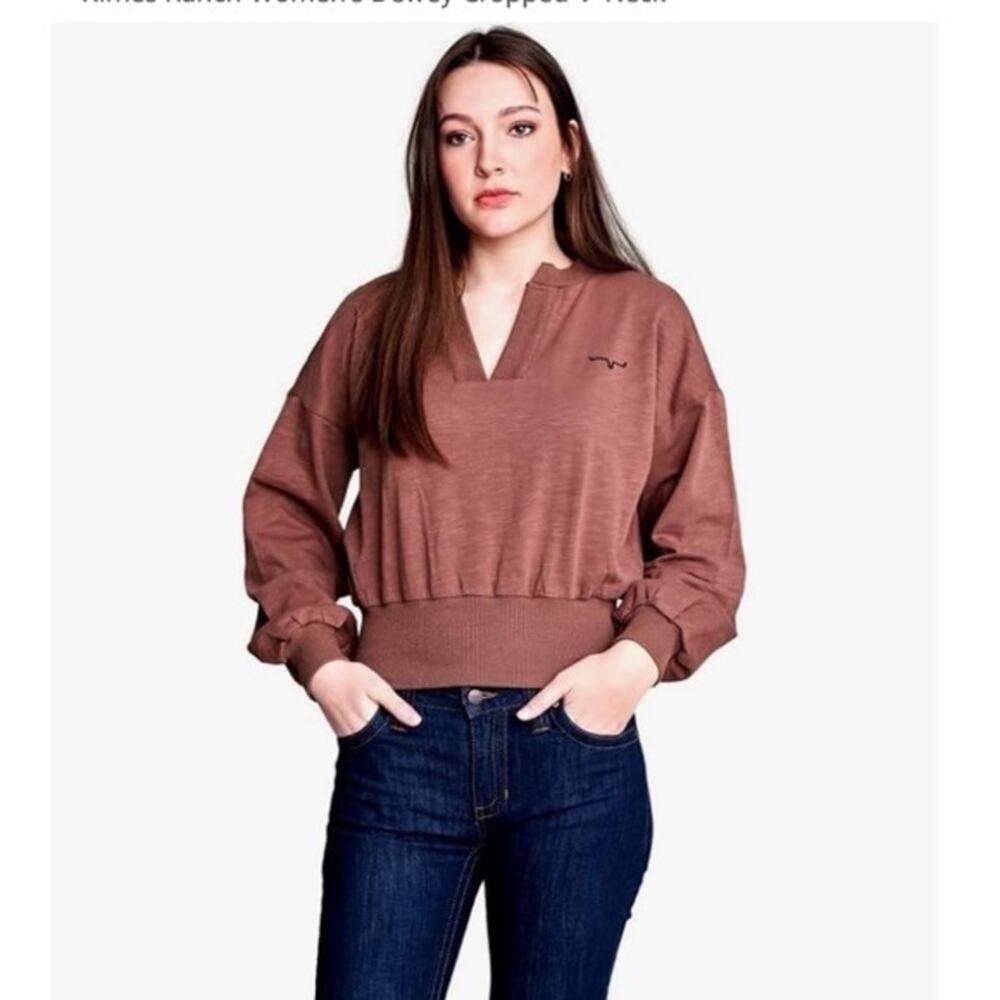 NWT Kimes Ranch Dewey brown v neck sweatshirt. XL